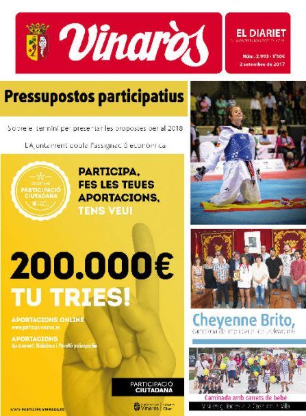 El Diariet de Vinaròs
Setmanari d'informació local.
Edita: Ajuntament de Vinaròs.
Director: Enric Pla - Apartat de Correus 16 - 12500 Vinaròs.
diariet@vinaros.org