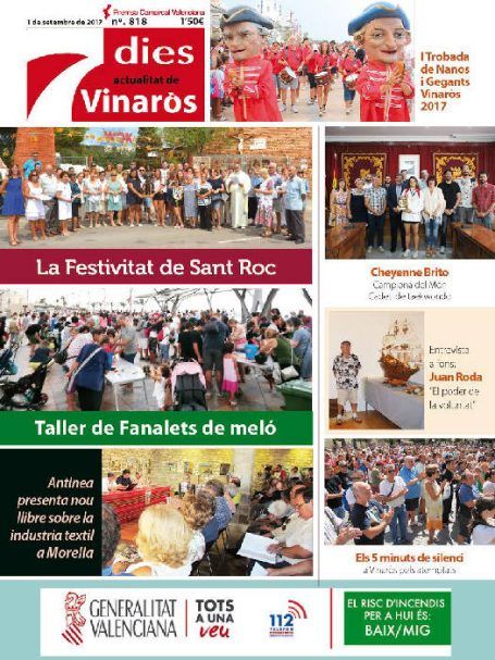 7 Dies-Actualitat de Vinaròs
Setmanari d'actualitat de Vinaròs.
Edita: Editorial Antinea.
Director: Pablo Castell -Dr Fleming 6, 12500 Vinaròs
editorialantinea@gmail.com