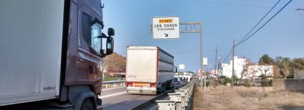 Cent vuitanta-tresè tall de carretera a les Cases d’Alcanar