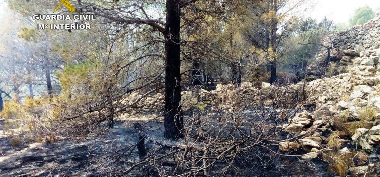 La Guardia Civil investiga a una persona por un incendio forestal en Xert