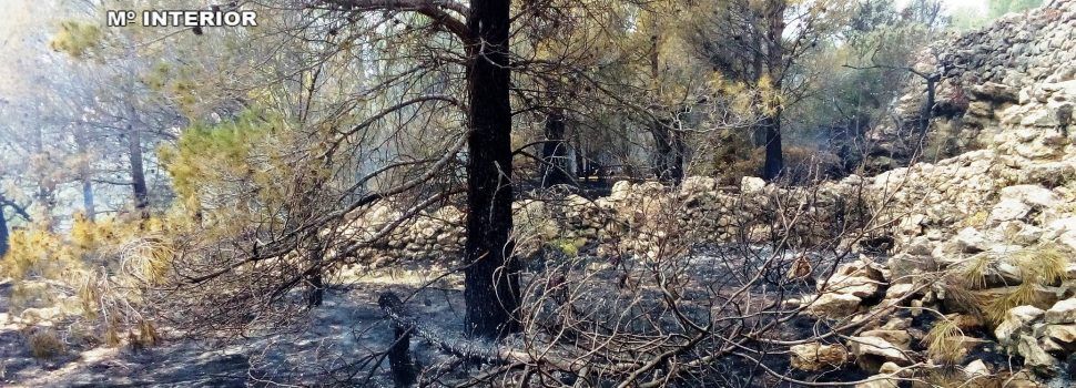 La Guardia Civil investiga a una persona por un incendio forestal en Xert
