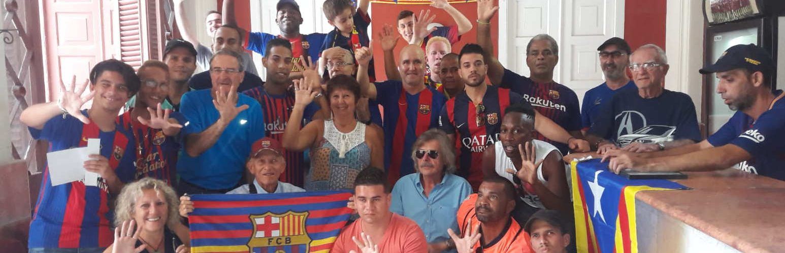 La Penya Barça de L’Havana celebra el 5-1 amb un vinarossenc