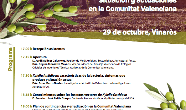 Cicle jornades “Xylella fastidiosa: Situació i actuacions a la Comunitat Valenciana” a Vinaròs