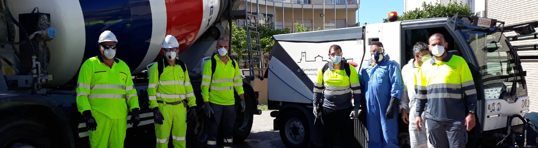 Ajuntament i CEMEX col·laboren en les tasques de neteja i desinfecció dels carrers d’Alcanar