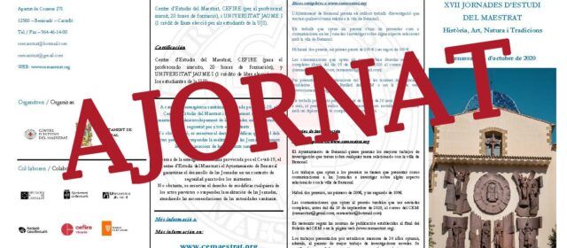 Ajornades per la pandèmia les XVII Jornades d’Estudis del Maestrat