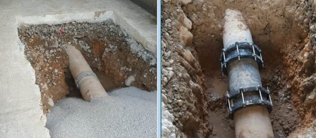 Reparada la prolongada fuga de agua en el puente de la N 340a en Vinaròs