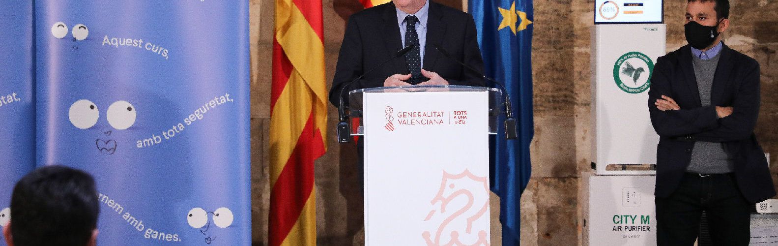 Ximo Puig anuncia el suministro de 8.000 purificadores para garantizar la adecuada ventilación de las aulas de los centros educativos valencianos