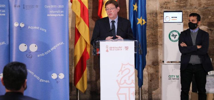 Ximo Puig anuncia el suministro de 8.000 purificadores para garantizar la adecuada ventilación de las aulas de los centros educativos valencianos