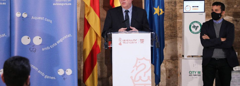 Ximo Puig anuncia el suministro de 8.000 purificadores para garantizar la adecuada ventilación de las aulas de los centros educativos valencianos 