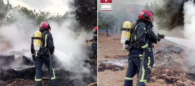 Incendio en el antiguo paint ball de Peñíscola