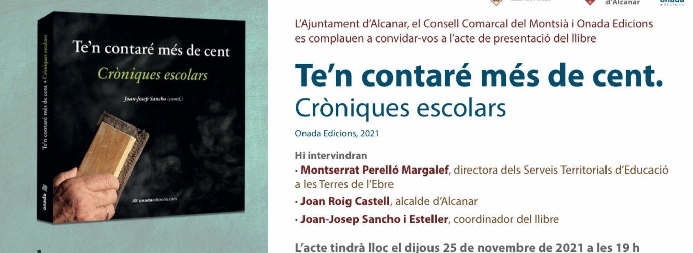 Joan-Josep Sancho presenta el llibre “Te’n contaré més de 100. Cròniques Escolars”