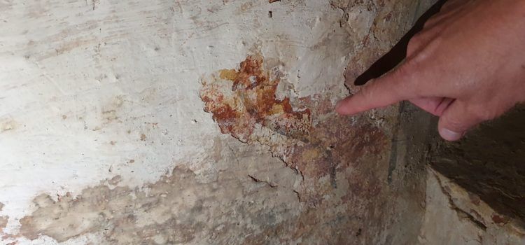 Unes cates descobreixen les pintures originals de les parets de l’ermita romànica de Vallibona