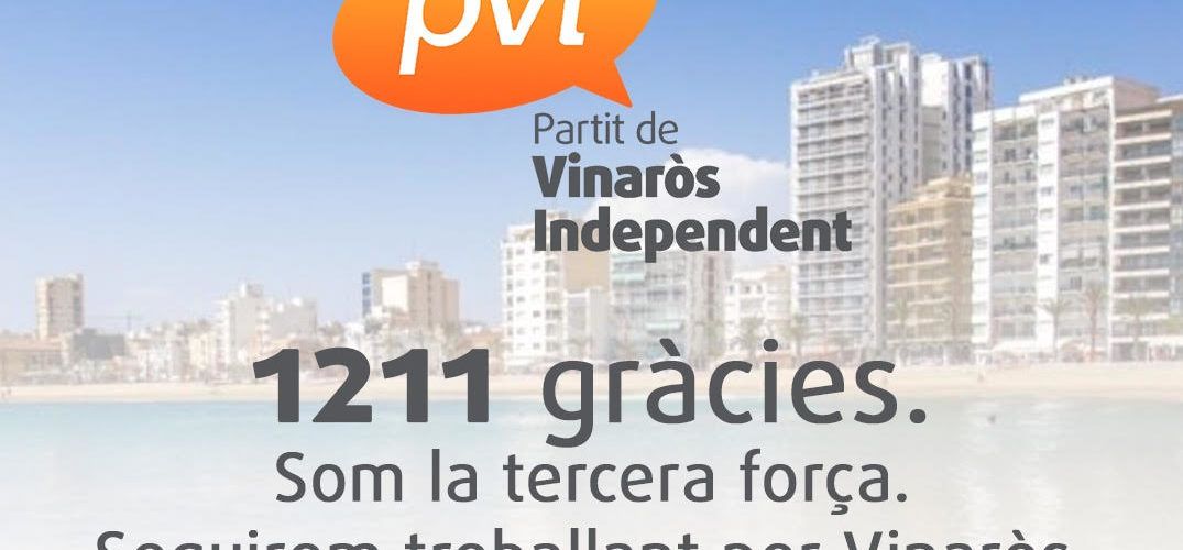 El Partit de Vinaròs Independent dona les gràcies als seus 1.211 votants