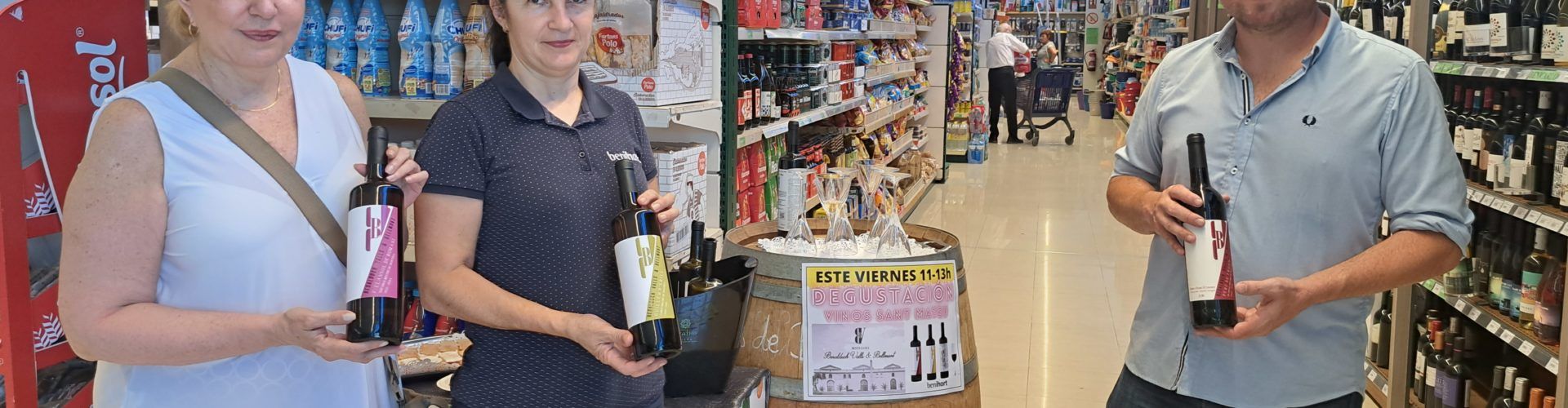 Degustación de los vinos Besalduch Valls & Bellmunt de Sant Mateu en el supermercado Benihort