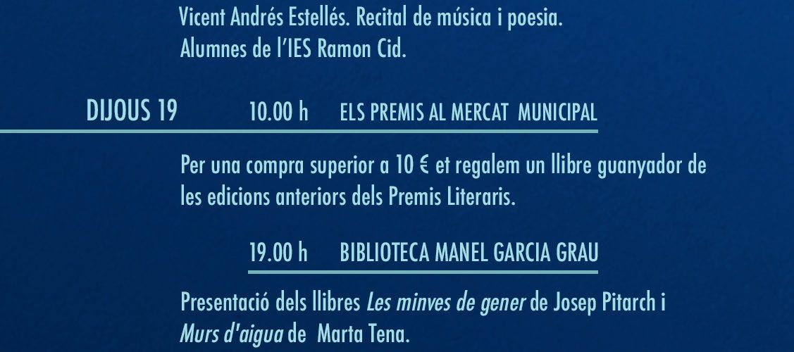 Els Premis Literaris es preparen per a una setmana carregada de propostes culturals