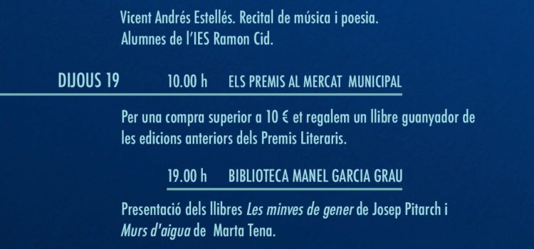 Els Premis Literaris es preparen per a una setmana carregada de propostes culturals