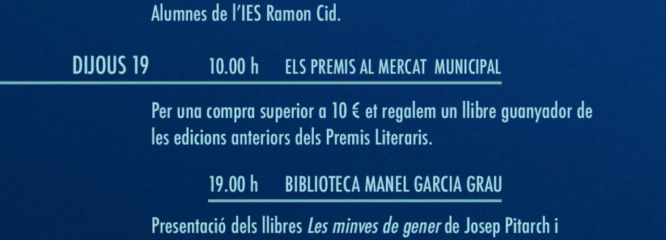 Els Premis Literaris es preparen per a una setmana carregada de propostes culturals