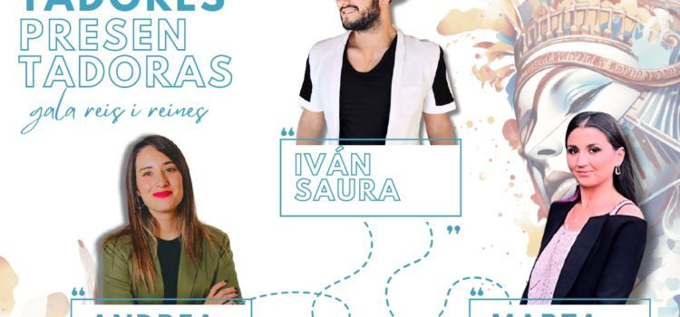 Andrea Jarque, Iván Saura i Marta Ortí, presentadors de la gala de reines del Carnaval 2024