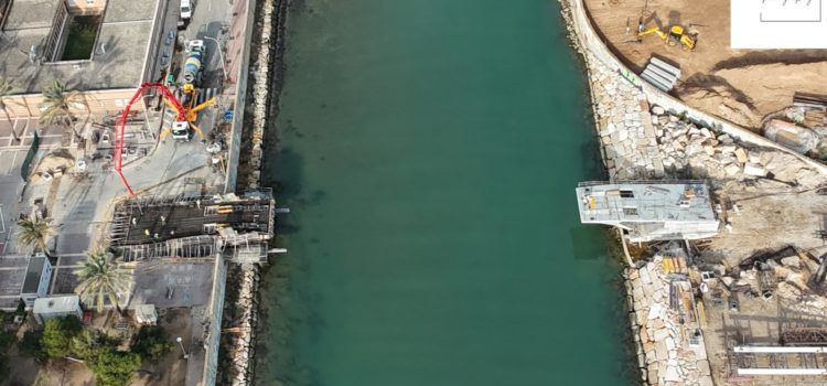 Les obres de la passarel·la  del Cervol, a vista del dron