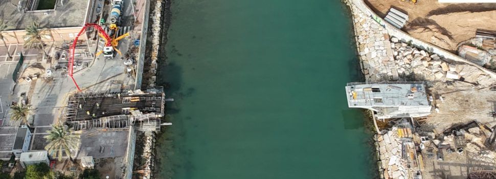 Les obres de la passarel·la  del Cervol, a vista del dron