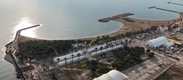 Fotos del recinte de casetes i l’envelat, preparats per al Carnaval 2024