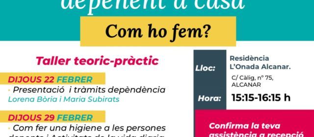 La Residència L’Onada Alcanar i l’Ajuntament oferiran xerrades per a la cura de les persones dependents