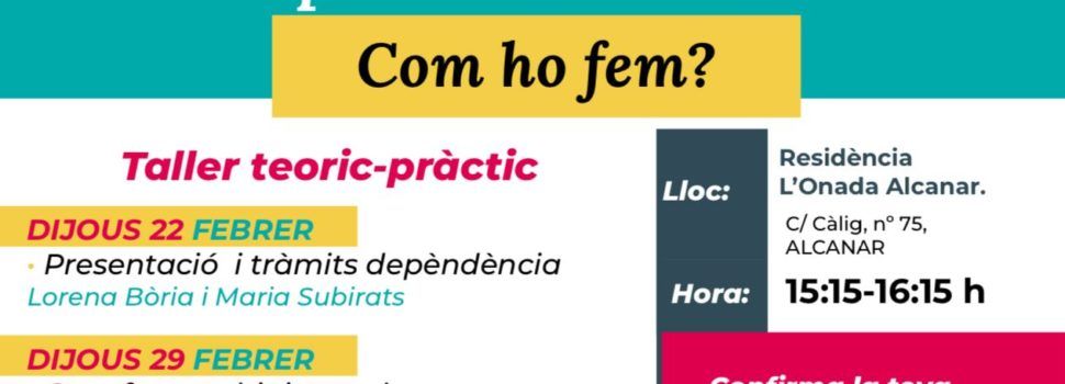 La Residència L’Onada Alcanar i l’Ajuntament oferiran xerrades per a la cura de les persones dependents