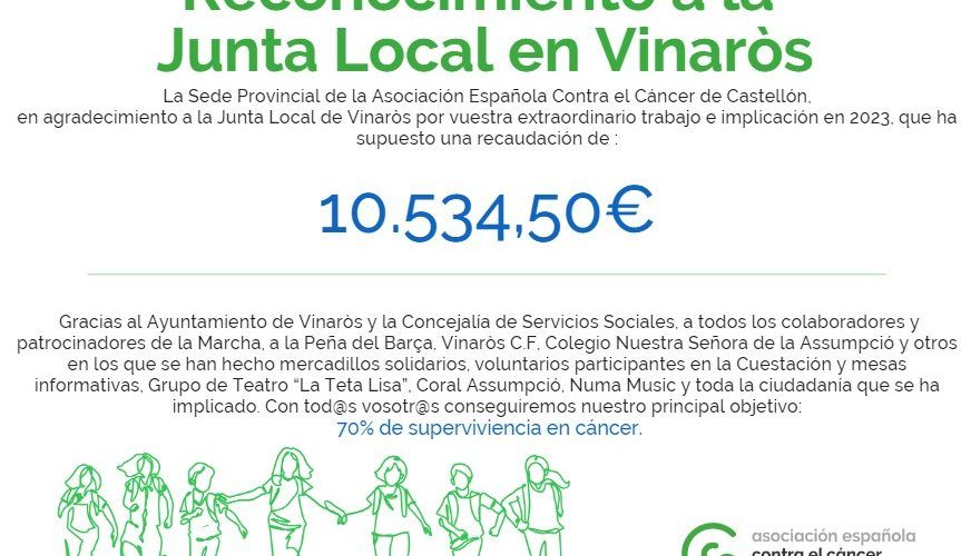 La sede provincial de la Asociación Contra el Cáncer reconoce a la Junta Local de Vinaròs