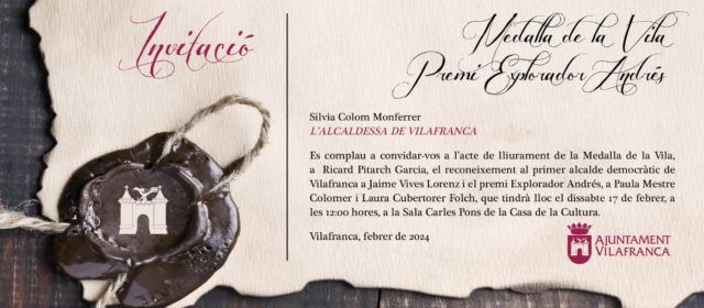 Ricard Pitarch, Paula Mestre i Laura Cubertorer guardonats en la commemoració del 785 aniversari de la Carta Pobla a Vilafranca