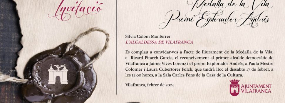 Ricard Pitarch, Paula Mestre i Laura Cubertorer guardonats en la commemoració del 785 aniversari de la Carta Pobla a Vilafranca