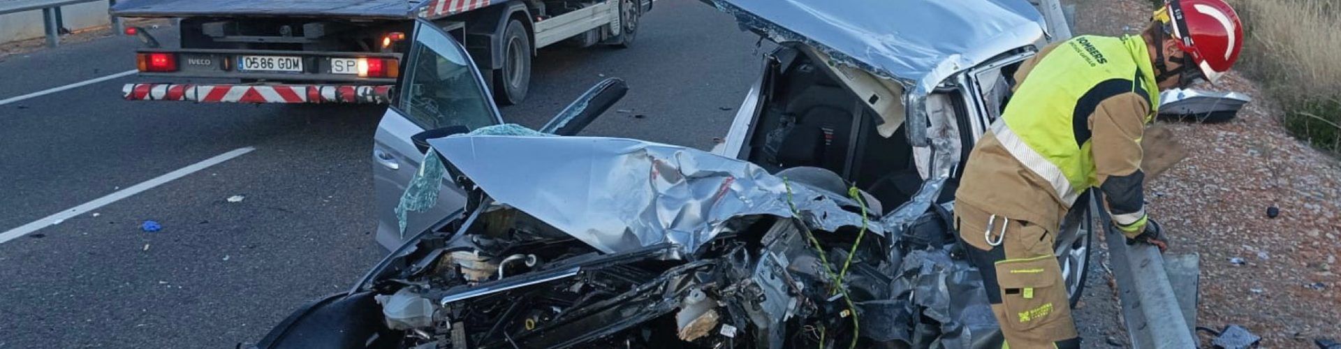 Accidente entre un turismo y una autocaravana, en la N-340, a su paso por Benicarló