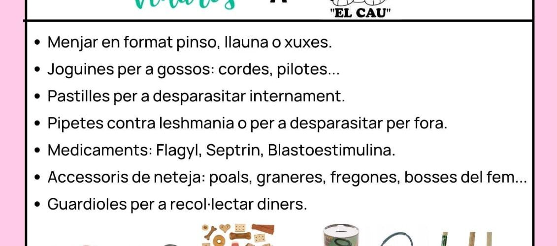 Recollida solidària d’aliments i materials a favor de les protectores d’animals de Vinaròs