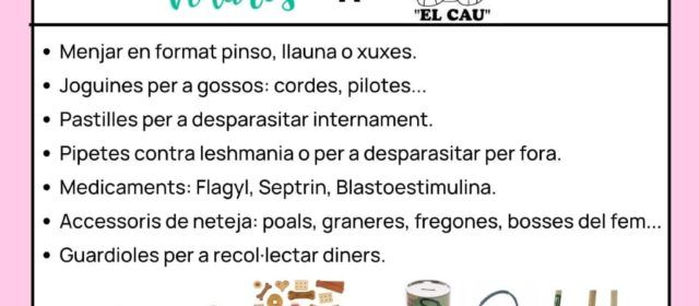 Recollida solidària d’aliments i materials a favor de les protectores d’animals de Vinaròs