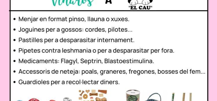 Recollida solidària d’aliments i materials a favor de les protectores d’animals de Vinaròs