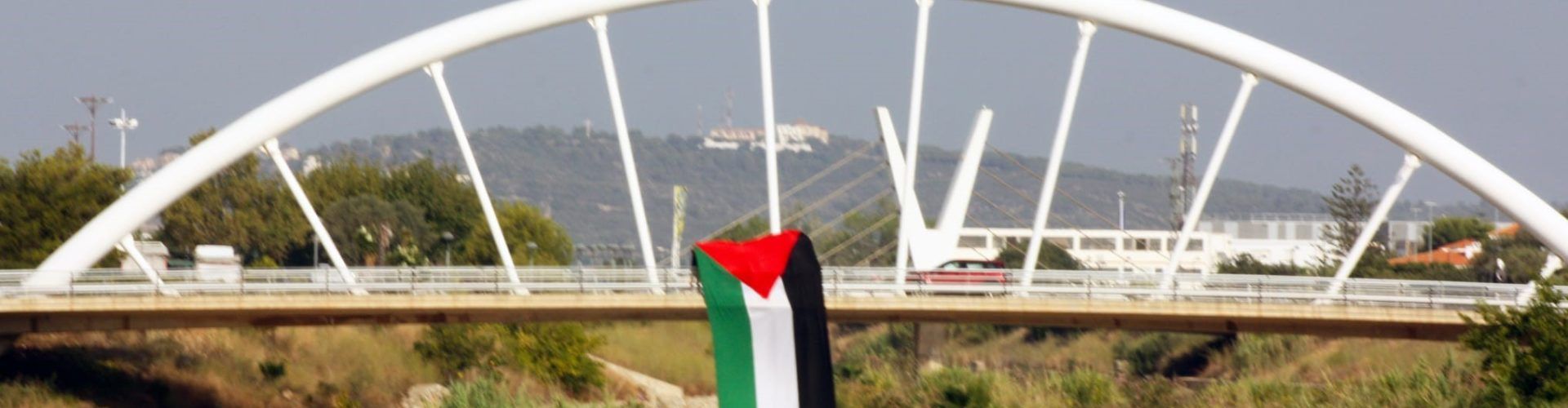 El Grup de Suport amb Palestina de Vinaròs grans banderes a llocs emblemàtics
