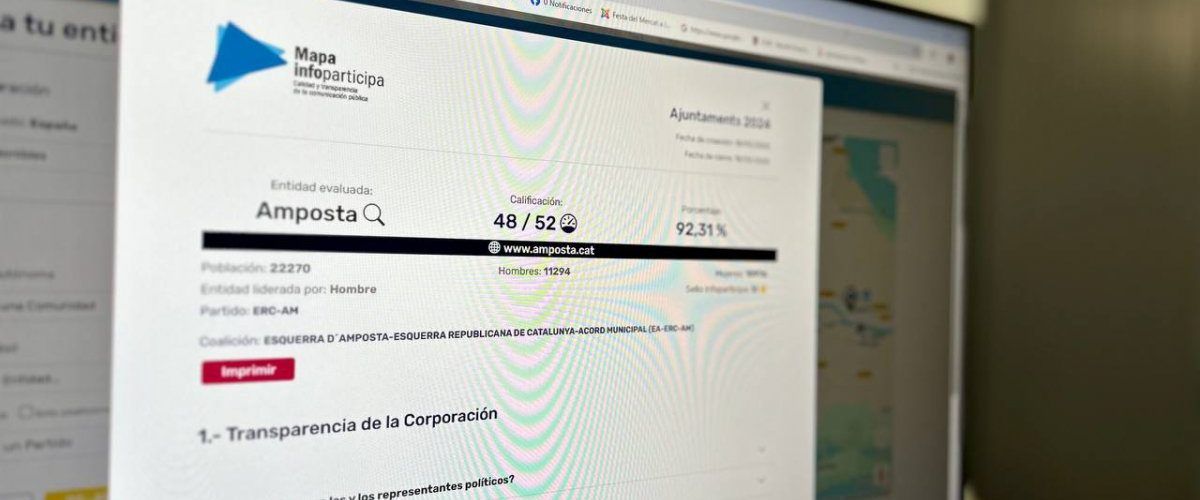 La web de l’Ajuntament d’Amposta revalida el Segell Infoparticipa a la transparència en la comunicació