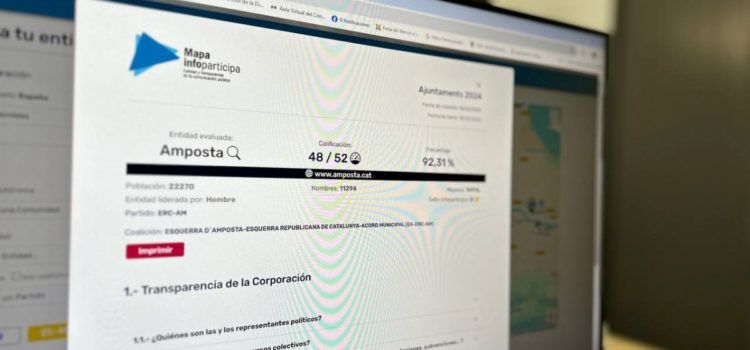 La web de l’Ajuntament d’Amposta revalida el Segell Infoparticipa a la transparència en la comunicació