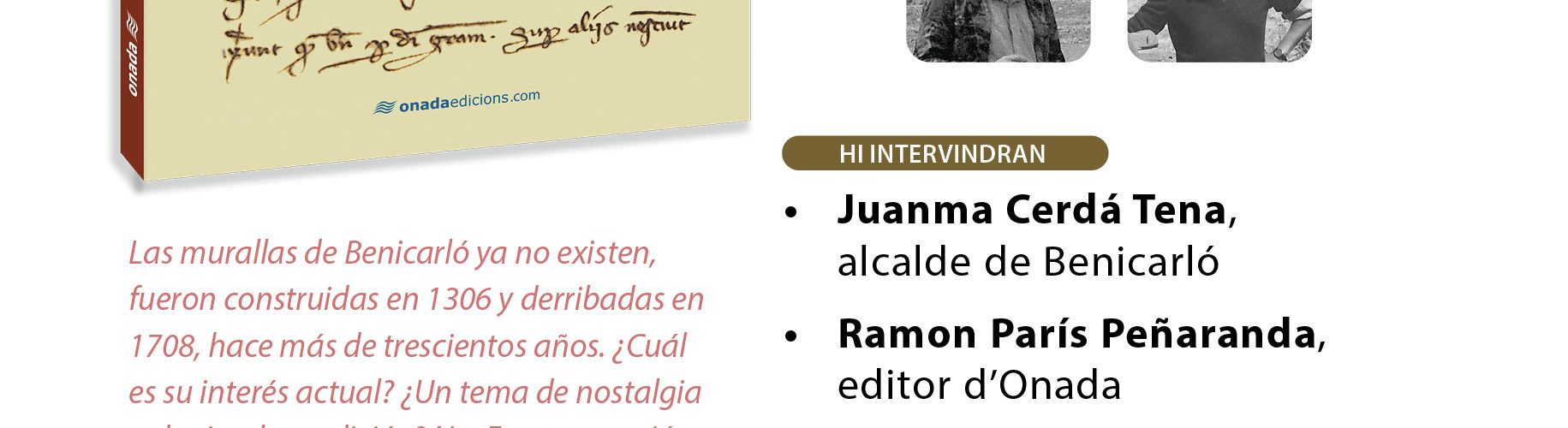 Onada Edicions presenta el nou llibre “Las murallas de Benicarló”