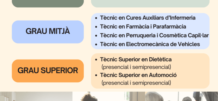 L’IES José Vilaplana obri la preinscripció telemàtica per a cicles formatius de grau bàsic, mitjà i superior el curs 2025-26