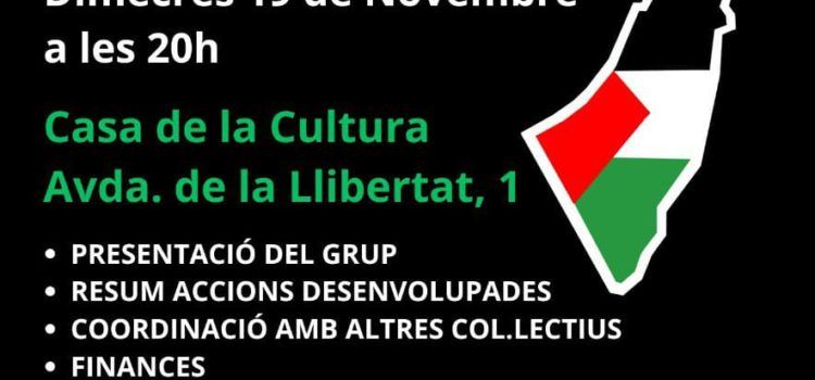 El Grup de Suport Palestina de Vinaròs convoca una assemblea informativa