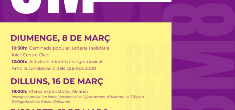 Alcanar es mourà pel 8M amb una caminada solidària, marxes exploratòries i teatre