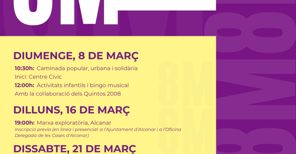 Alcanar es mourà pel 8M amb una caminada solidària, marxes exploratòries i teatre