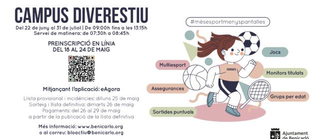 Benicarló obri dilluns el termini de reserva per al Campus Diverestiu 2025