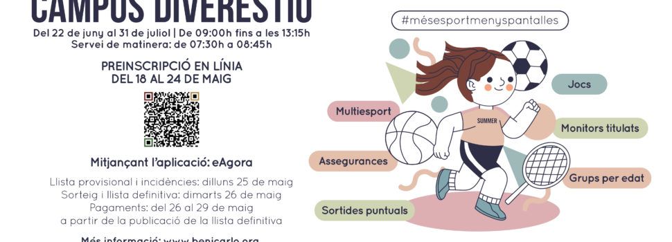 Benicarló obri dilluns el termini de reserva per al Campus Diverestiu 2025