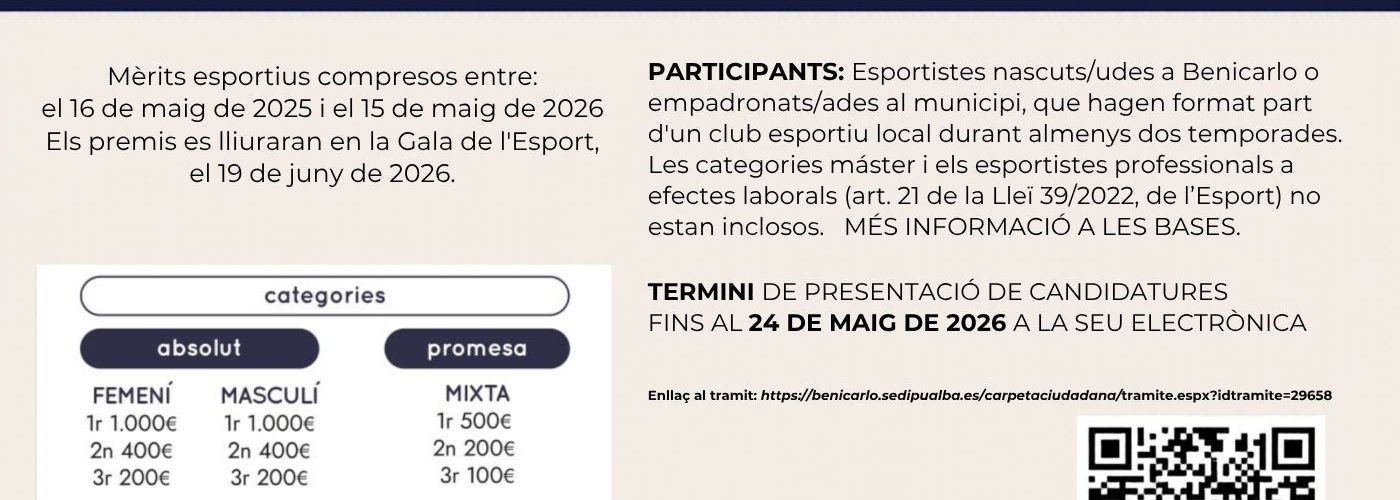 Benicarló convoca la segona edició dels Premis a l’Excel·lència Esportiva