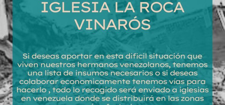 L’Església La Roca Vinaròs fa una recollida solidària per a les famílies afectades pels terratrèmols de Veneçuela