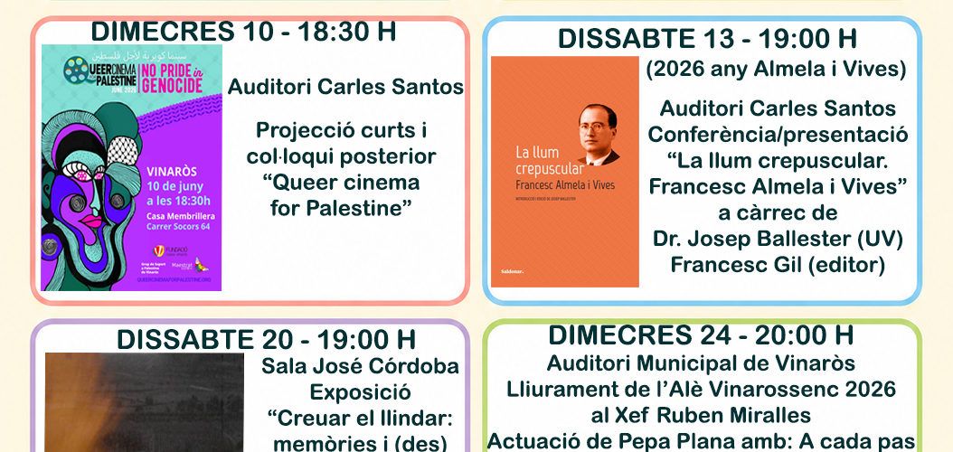 Nou activitats de la Fundació Caixa Vinaròs per a aquest juny