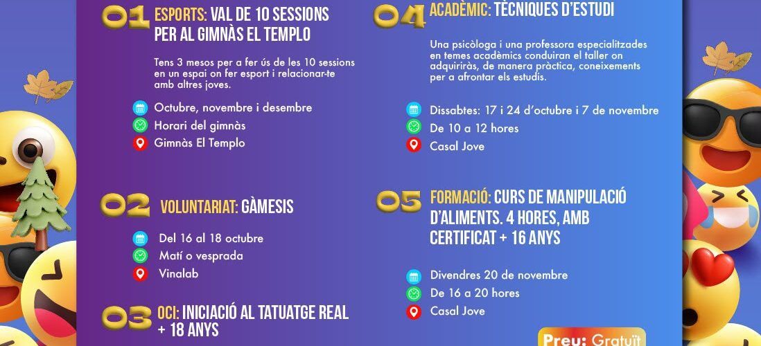 El Casal Jove de Vinaròs presenta la seua programació per al quart trimestre
