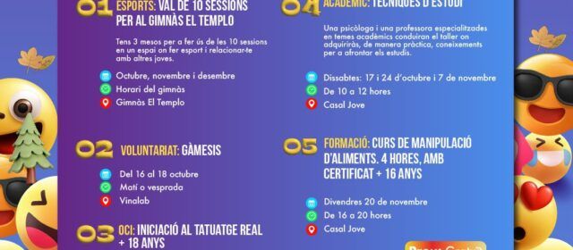El Casal Jove de Vinaròs presenta la seua programació per al quart trimestre