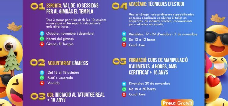El Casal Jove de Vinaròs presenta la seua programació per al quart trimestre
